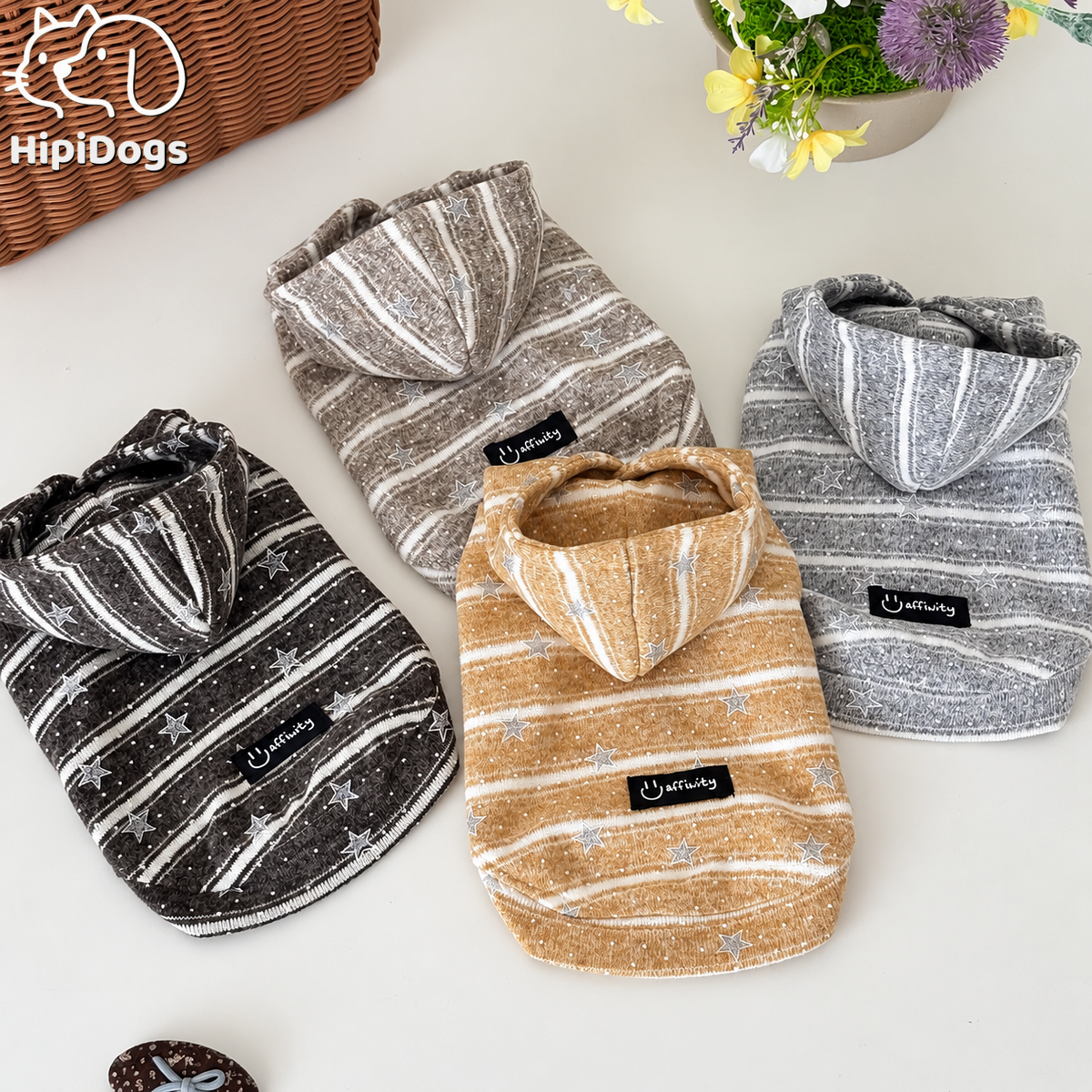 Striped Star Hooded Sweater for Dogs & Cats – Cozy Everyday Pet Hoodie
