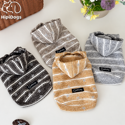 Striped Star Hooded Sweater for Dogs & Cats – Cozy Everyday Pet Hoodie