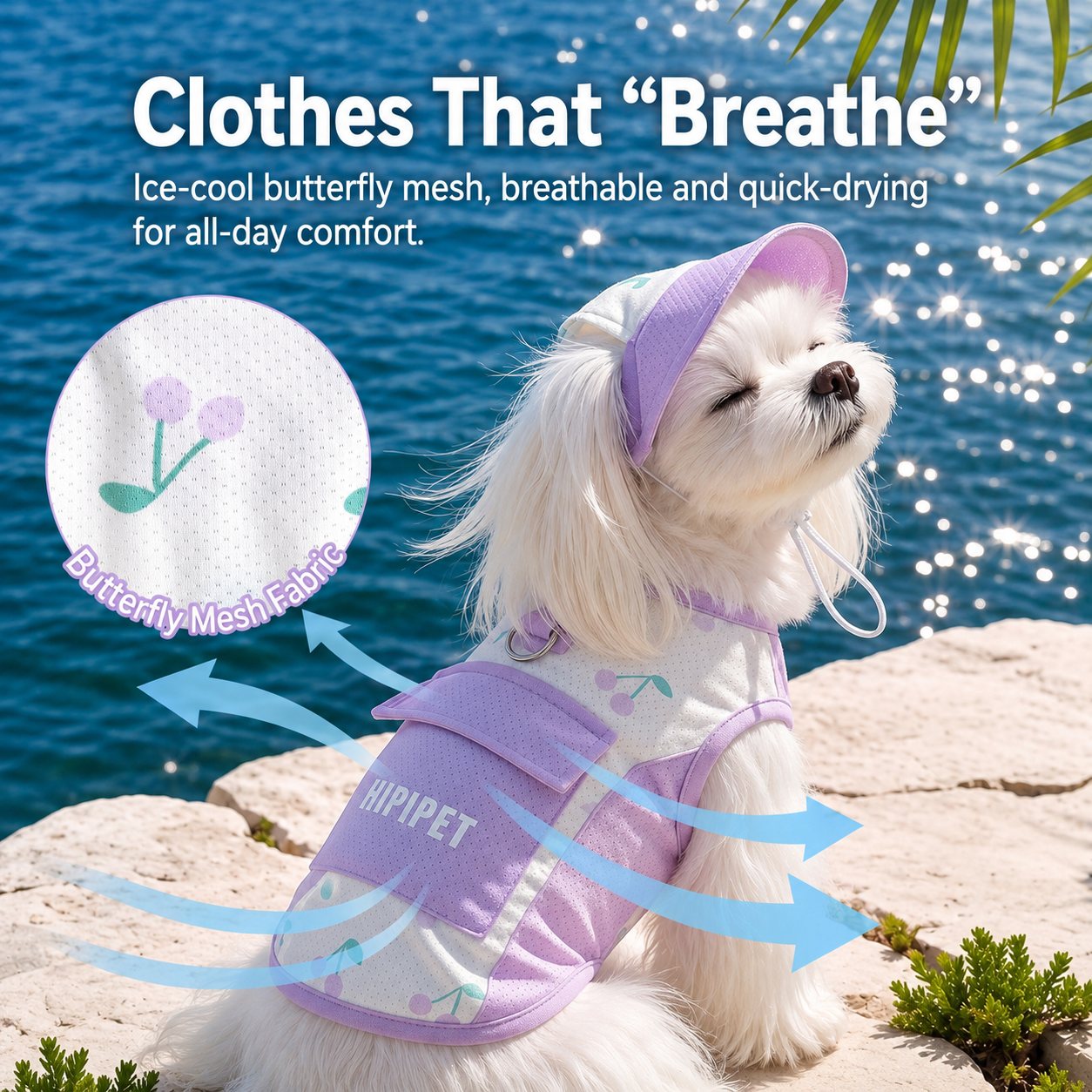 HipiDogs Summer Sun Protection Dog Harness Vest with Hat