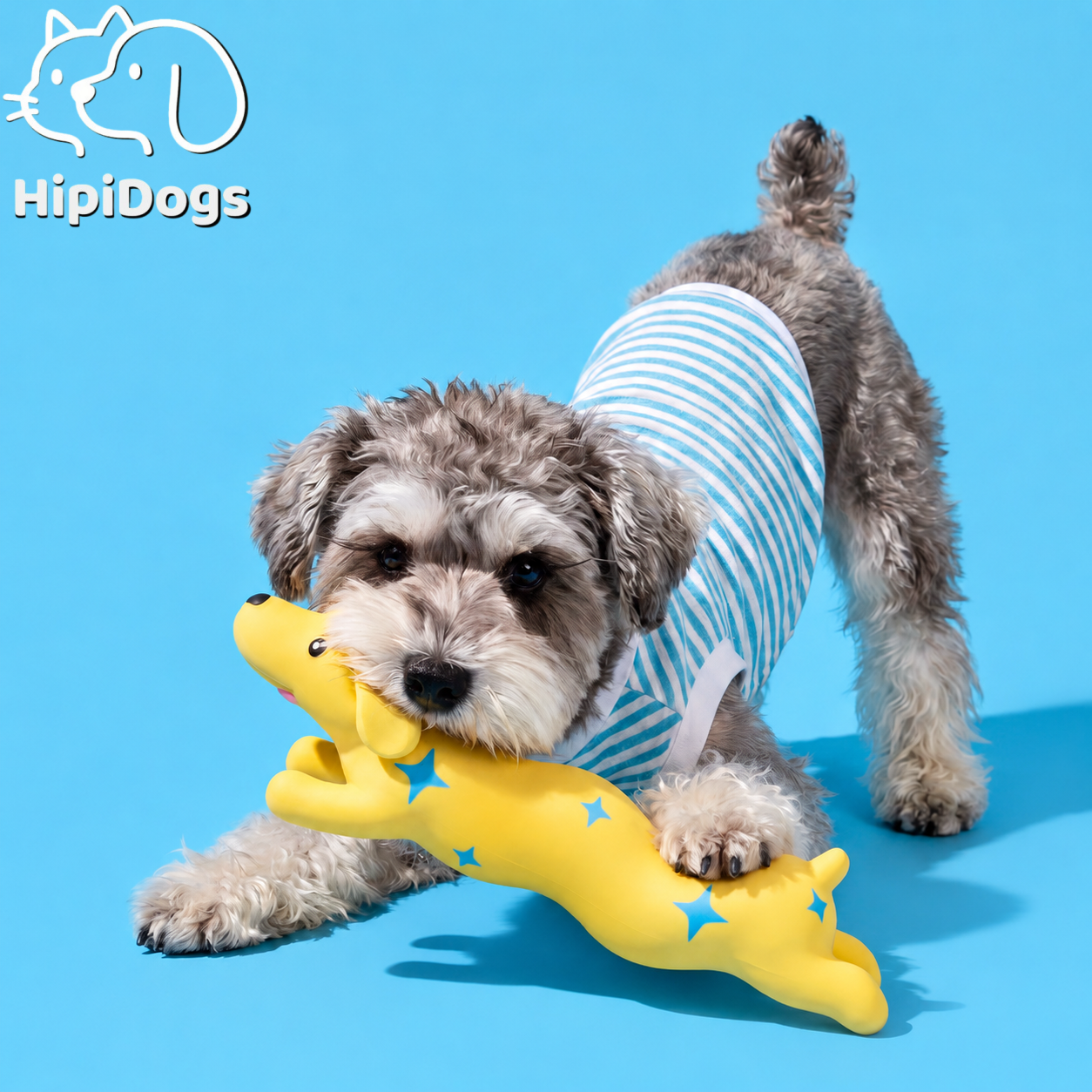 Cute Dog-Shaped Squeaky Toy – Textured Yellow Chew & Interactive Play Toy for Dogs