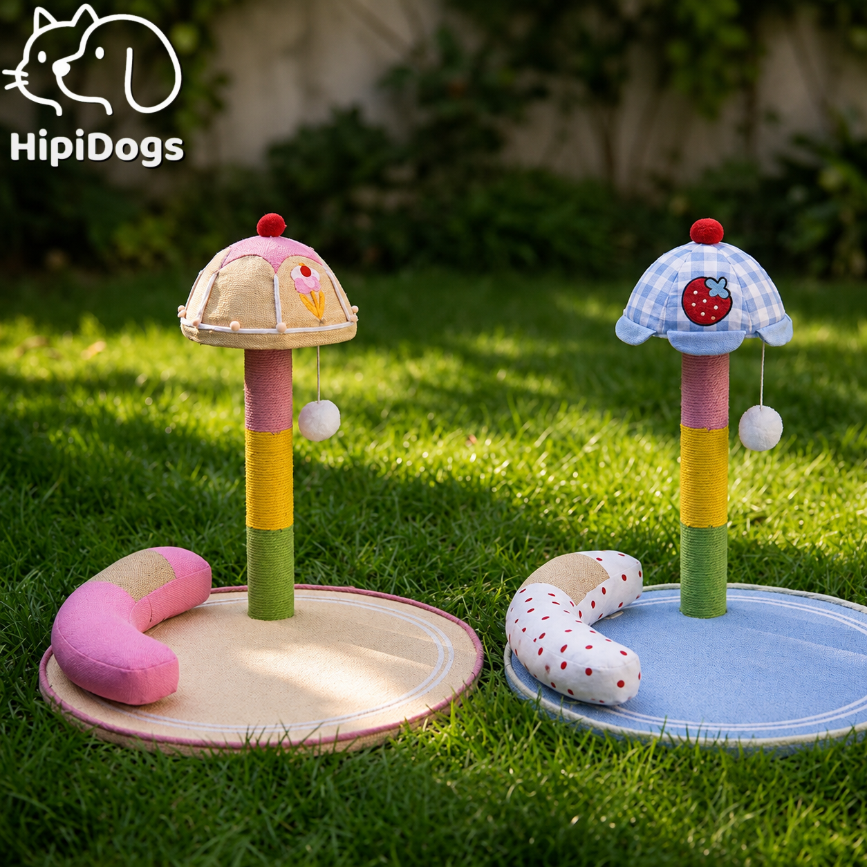 Cute Umbrella Cat Scratching Post with Hanging Ball – Colorful Cat Scratcher & Play Station