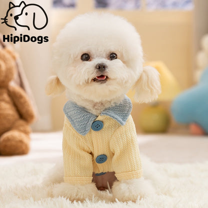 Striped Plush Hooded Dog Sweater – Warm Winter Hoodie Coat for Small Dogs, Soft Fleece Puppy Outfit