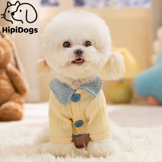 Striped Plush Hooded Dog Sweater – Warm Winter Hoodie Coat for Small Dogs, Soft Fleece Puppy Outfit