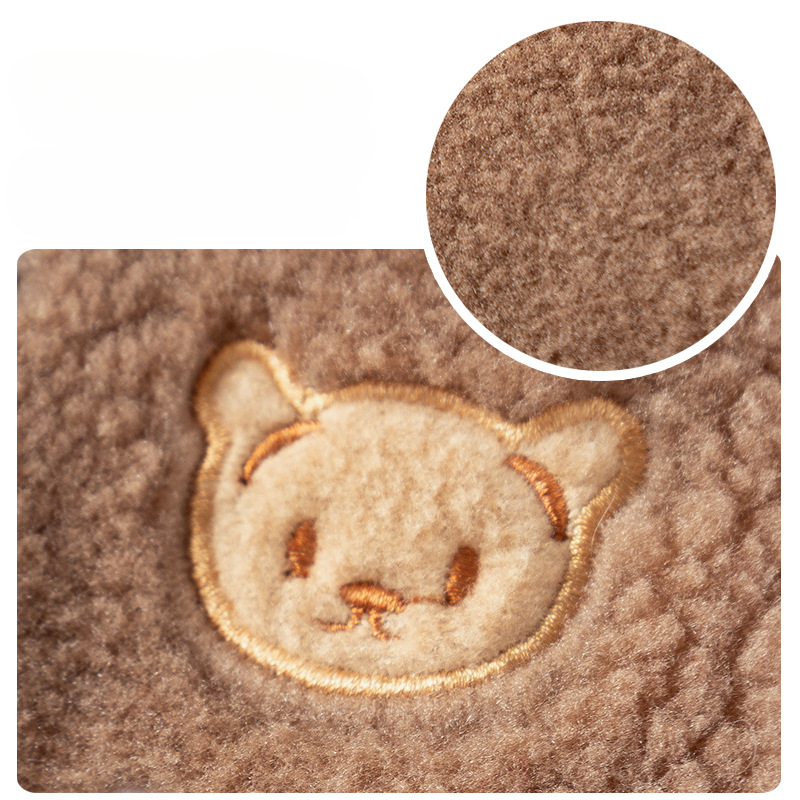 Cute Bear Patch Fleece Dog Vest – Warm Soft Winter Jacket for Small Dogs, Cozy Puppy Coat
