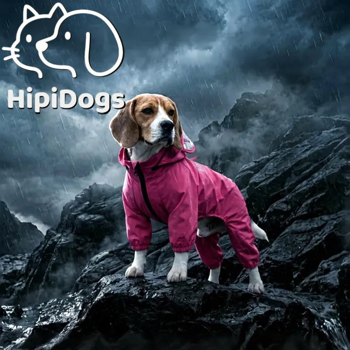 HipiDogs Waterproof Dog Rain Suit | Full Coverage Hooded Raincoat